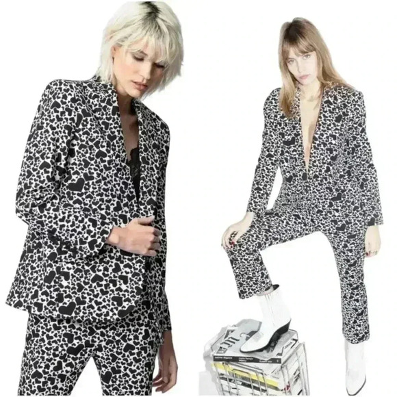 Zadig & Voltaire Heart Print Viking Jac Coeur Blazer Jacket Size 36 US Small - Picture 1 of 9
